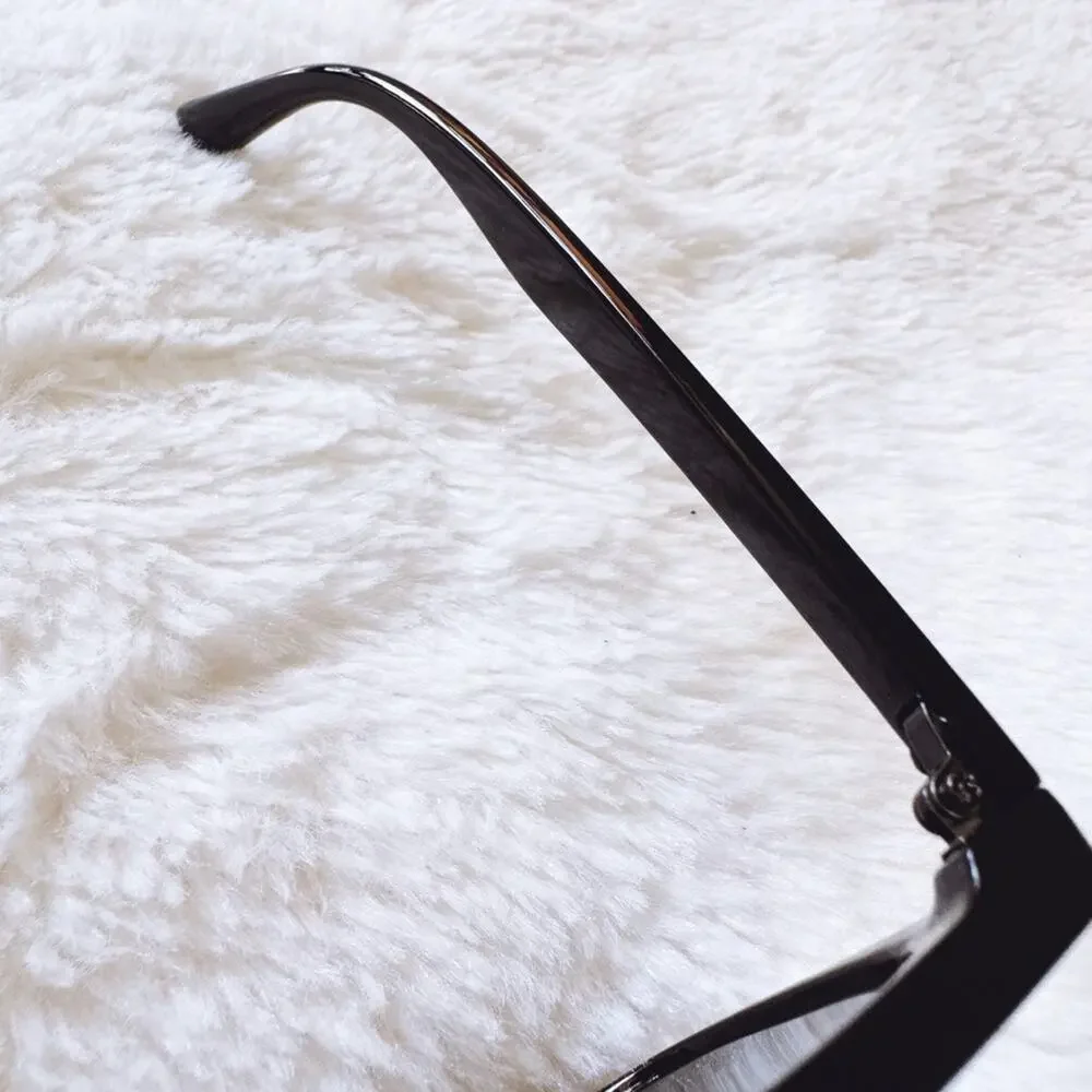 Milo Black W/ Blue Lenses Oversized Oval Horn Rims Sunglasses